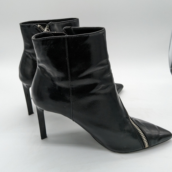 Bershka Black Patent Leather Pointy Toe Sillito Zip-up Bootie 36 US 5/6 - Picture 2 of 13